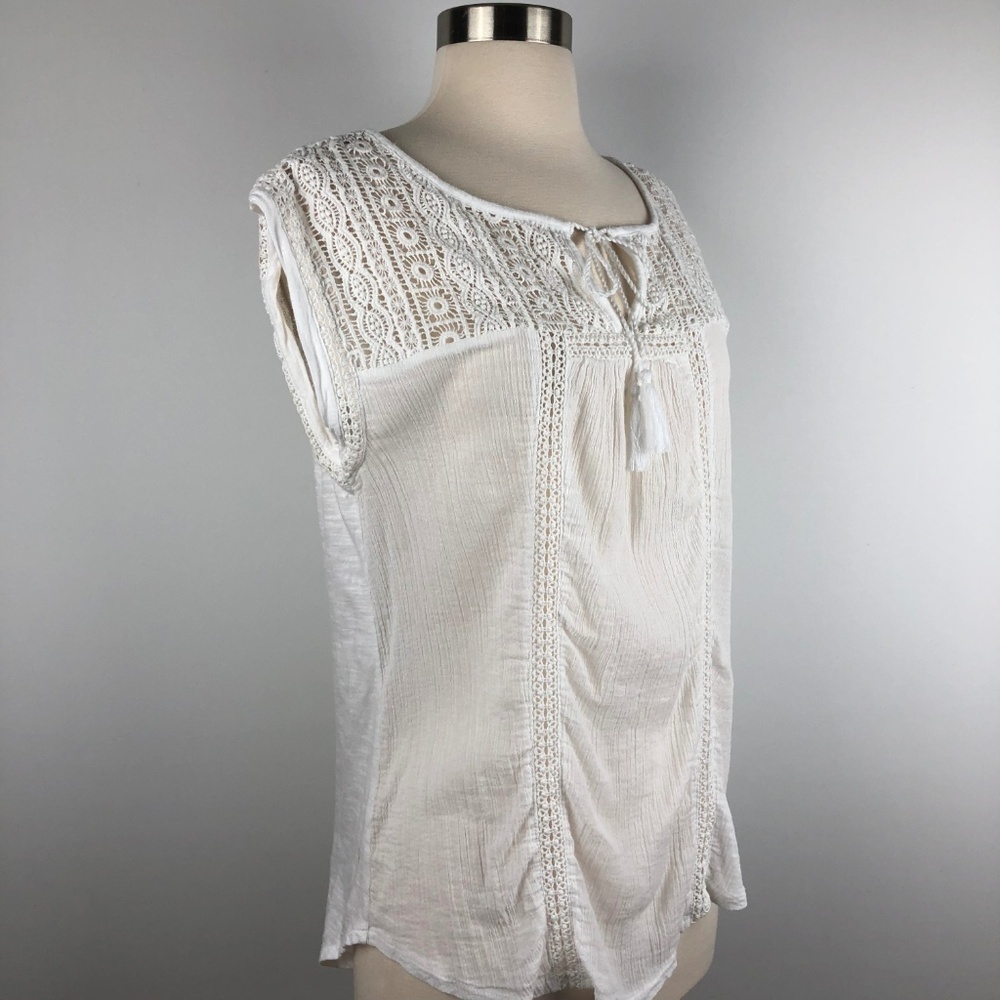Lucky Brand Lace Yoke Top Small - Picture 4 of 7